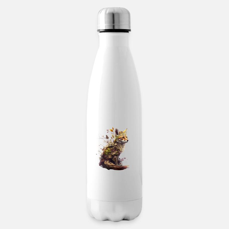 Fuchs mit Pflanzen auf dem Rücken - Isolierflasche - Weiß