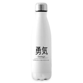 Courage, Courage, caractères japonais, Simple - Bouteille isotherme - blanc - Droite
