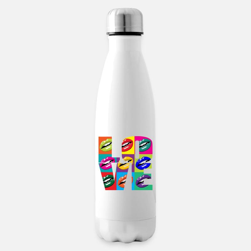 Lèvres Pop Art Multicolores - Bouteille isotherme - blanc