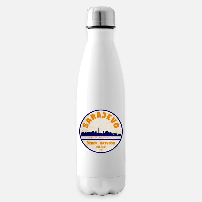 Sarajevo Skyline Vintage Abzeichen - Isolierflasche - Weiß