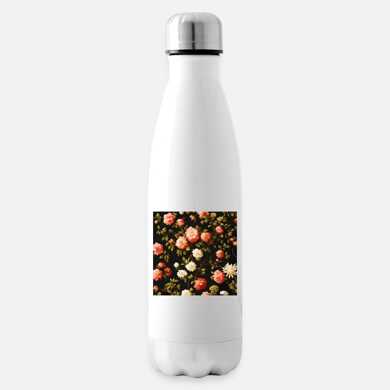 Nachtblütiges Rosenmuster - Isolierflasche - Weiß