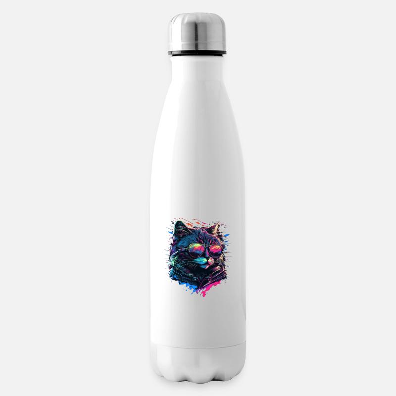 Coole Katze - Isolierflasche - Weiß