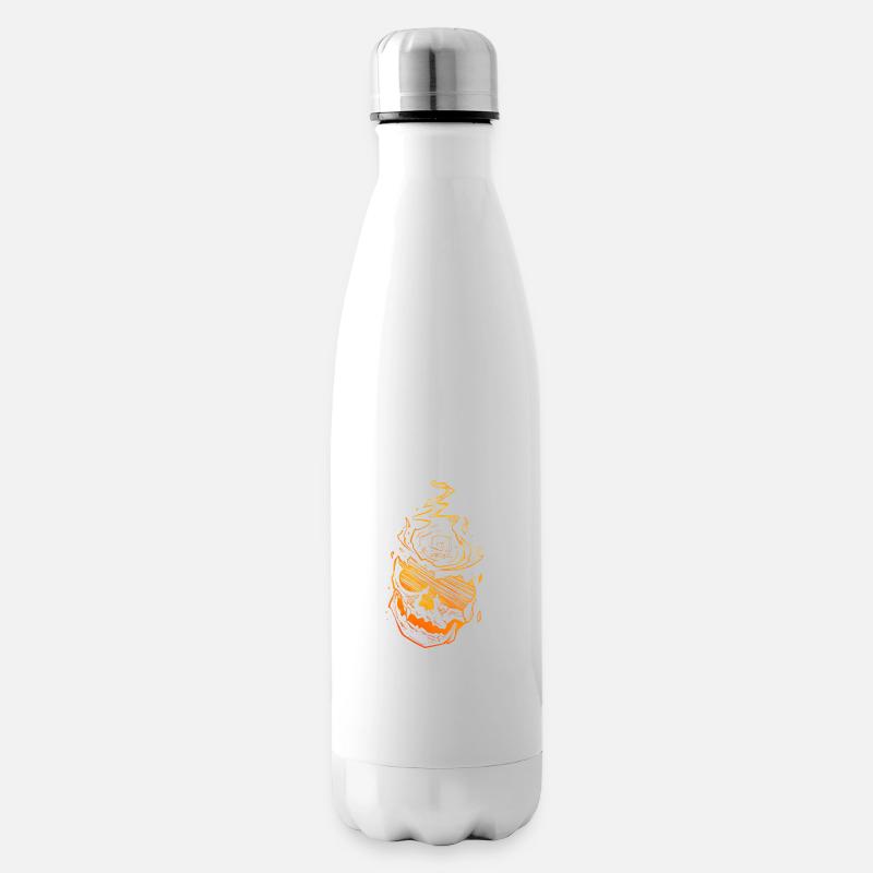 Schädel im Feuer - Sketch Art - Isolierflasche - Weiß