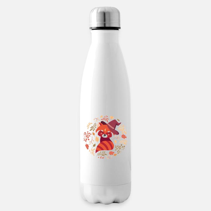 red panda with autumn pattern - Insulated Water Bottle - white