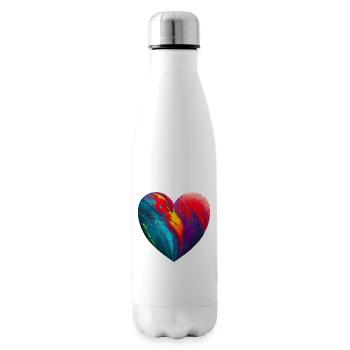 Cœur aux couleurs vives - Bouteille isotherme - blanc - Droite