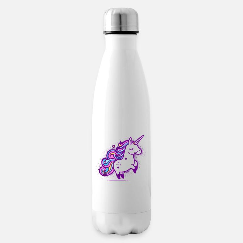 Skurriles Regenbogen-Einhorn-Design - Isolierflasche - Weiß
