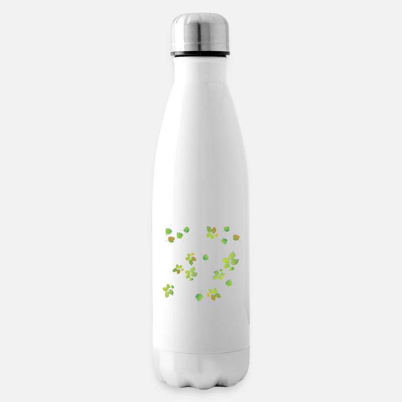 Frühlingsblätter Muster - Isolierflasche - Weiß