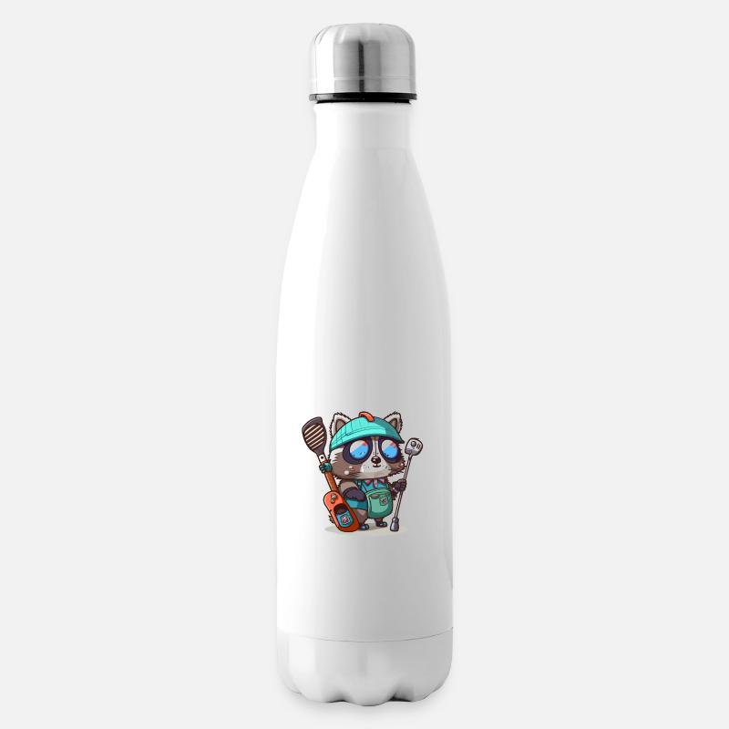 Waschbär-Golfer - Isolierflasche - Weiß
