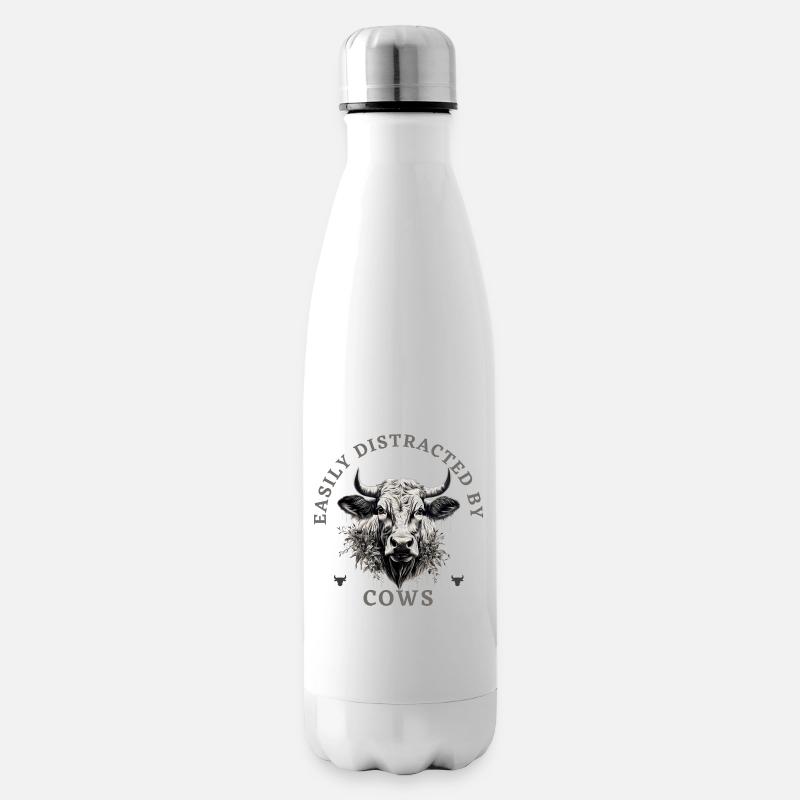 Leicht von Kühen ablenken - Isolierflasche - Weiß