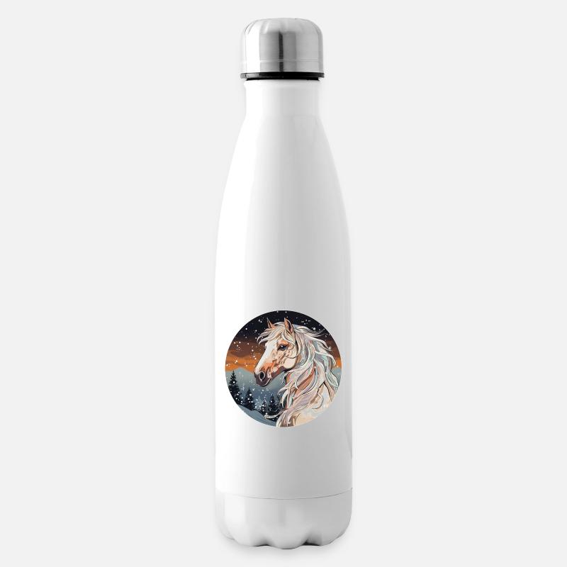 Pferd im Winter - Isolierflasche - Weiß