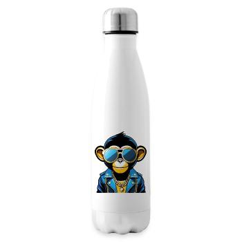 Monkey with sunglasses - Insulated Water Bottle - white - Right