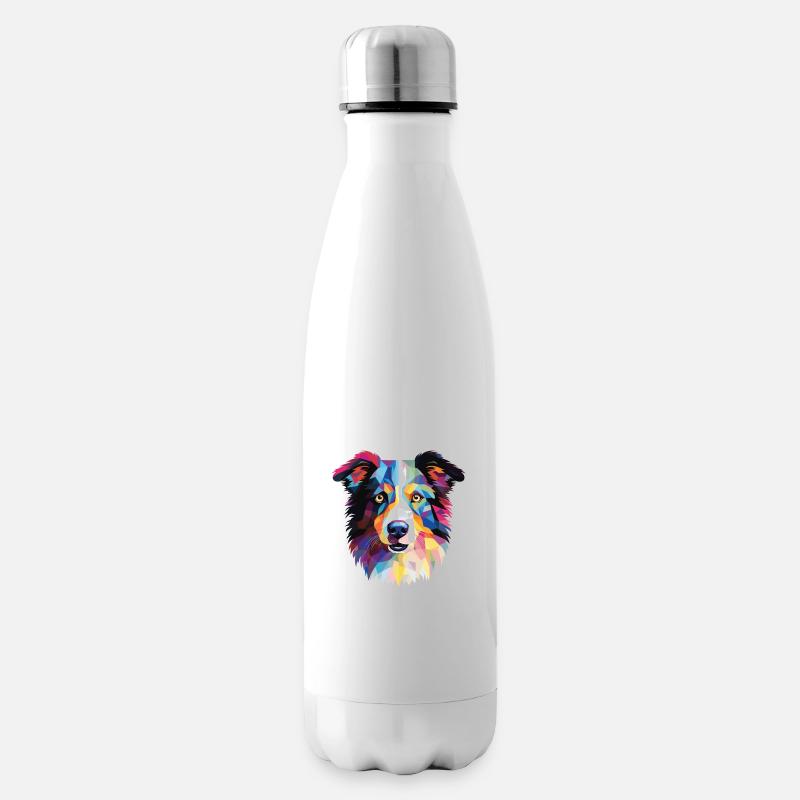 Border Collie Hunderasse Aquarell Illustration - Isolierflasche - Weiß
