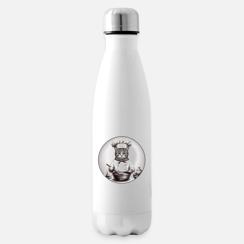 Chat cuisinier - Bouteille isotherme - blanc