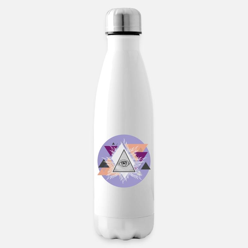 Oeil triangulaire géométrique avec auras - Bouteille isotherme - blanc