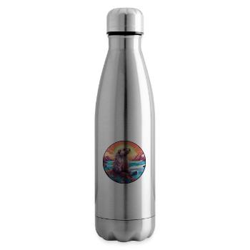 Marmot Colorful Watercolor Cartoon Kawaii Animal - Insulated Water Bottle - silver - Right