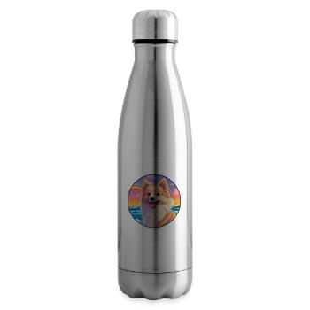 German Spitz Dog Breed Colorful Cartoon Watercolor - Insulated Water Bottle - silver - Right