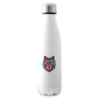 Wolf buntes Aquarell Tier Haustier Illustration - Isolierflasche - Weiß - Rechts