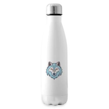 Arctic Wolf Colorful Watercolor Cartoon Kawaii Ani - Insulated Water Bottle - white - Right