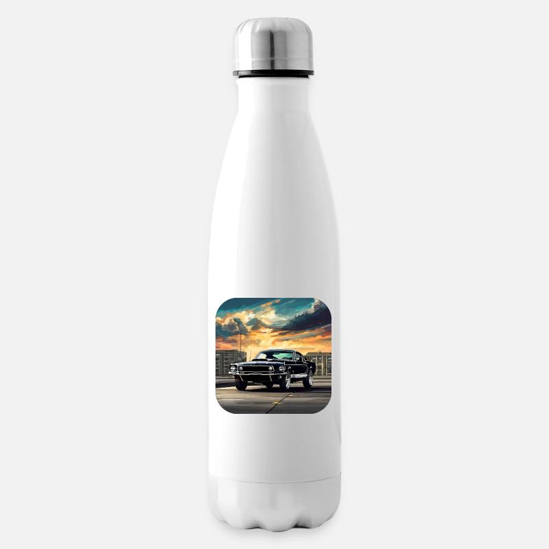 Oldtimer Auto Turbo Rallye im Sonnenuntergang - Isolierflasche - Weiß