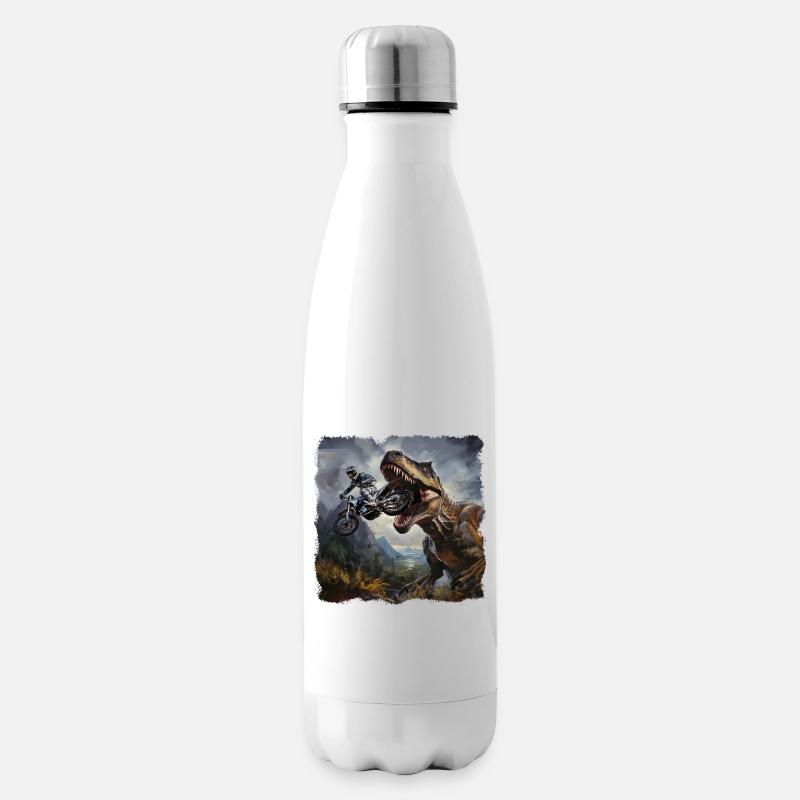 T Rex Motorradfahrer - Isolierflasche - Weiß
