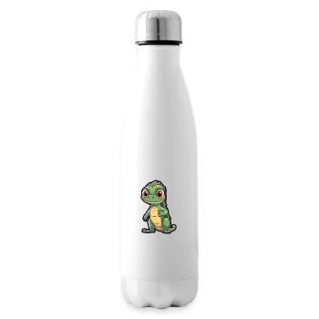 Iguana Cute Cartoon Kawaii Watercolor Animal Pet - Insulated Water Bottle - white - Right