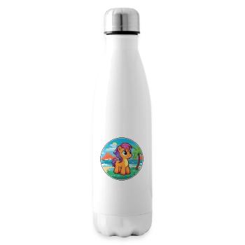 Ponny aquarelle dessin animé Kawaii Clipart Animal - Bouteille isotherme - blanc - Droite