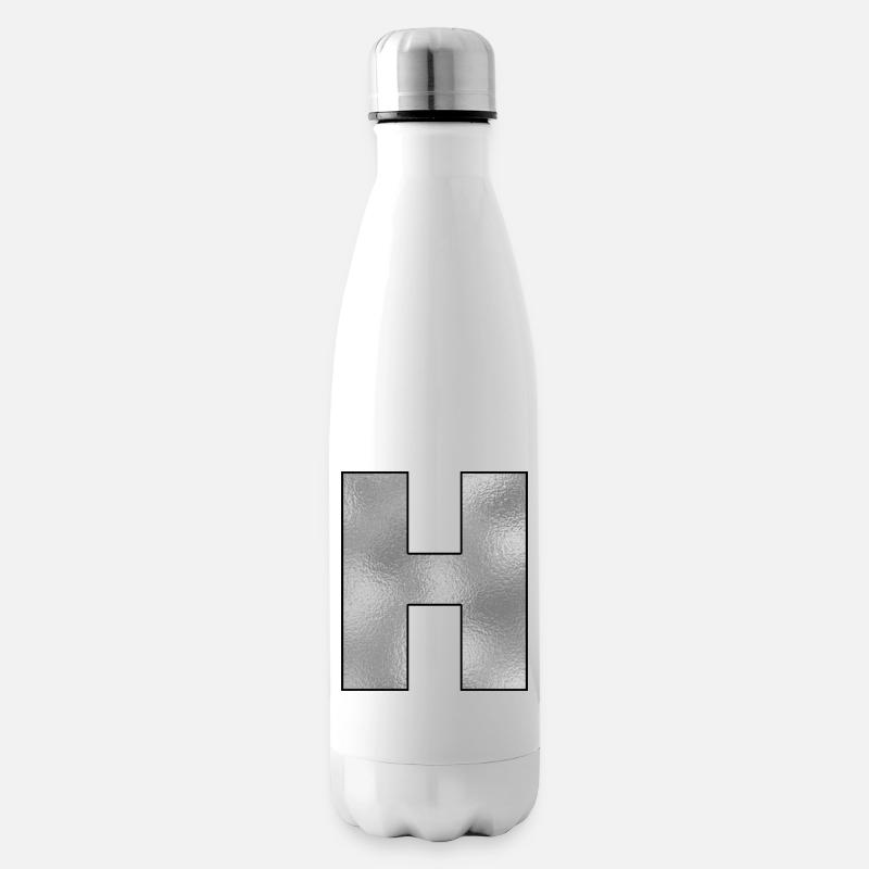 Letter H Silver - Insulated Water Bottle - white