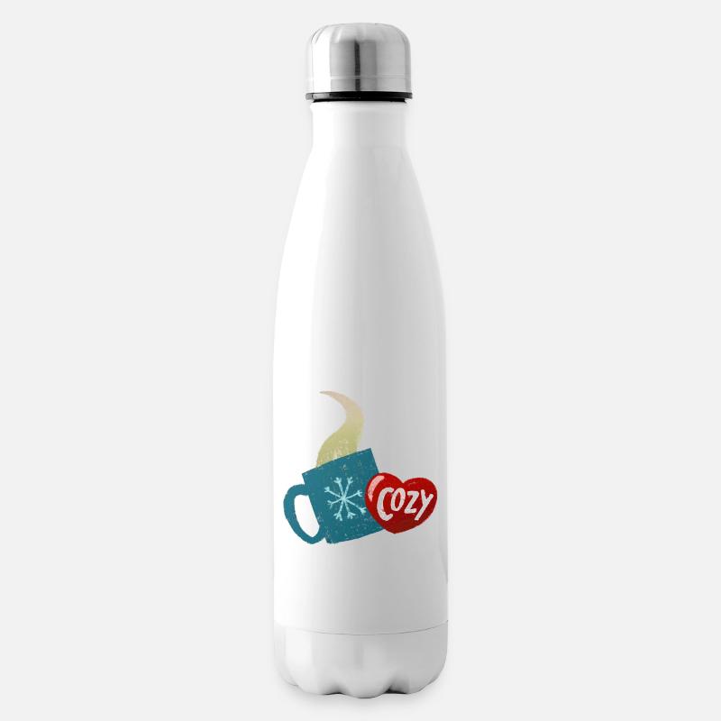 Sticker mug avec thé chaud - Bouteille isotherme - blanc