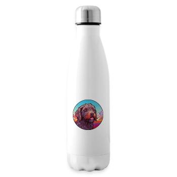 Wirehaired Pointing Griffon Dog Breed Cartoon Kawa - Insulated Water Bottle - white - Right