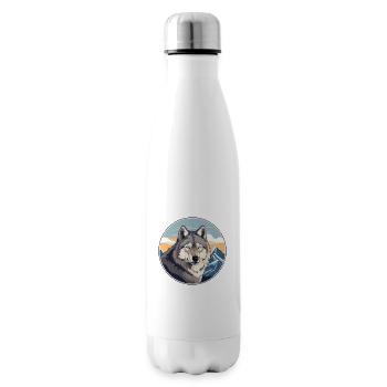 Wolf Aquarell Karikatur Kawaii Haustier Tier Bunt - Isolierflasche - Weiß - Rechts