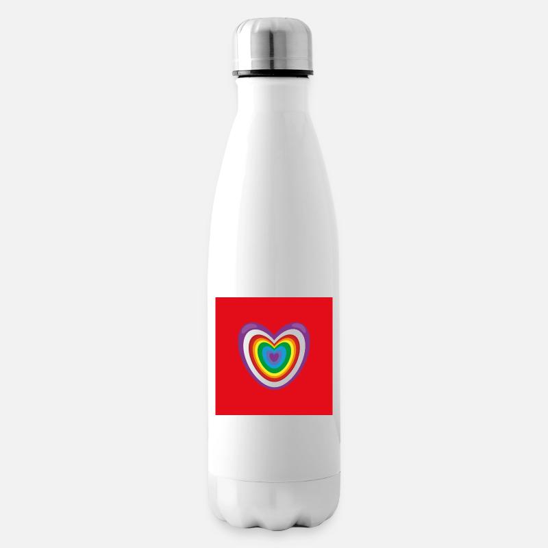 Herz und noch mal Herz mit Regenbogen. - Isolierflasche - Weiß