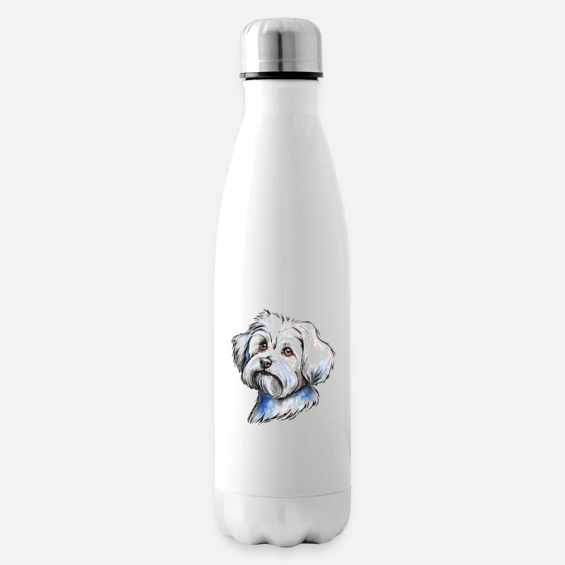 Portrait de bichon maltais - Bouteille isotherme - blanc