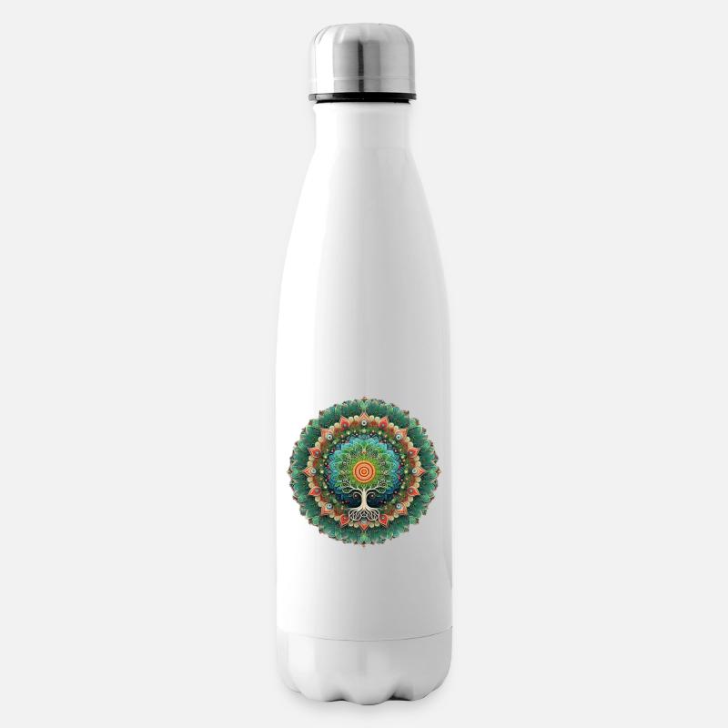 Mandala Baum des Lebens Bunt - Isolierflasche - Weiß