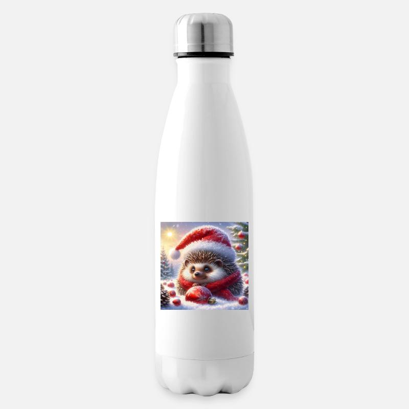 Weihnachts-Igel - Isolierflasche - Weiß