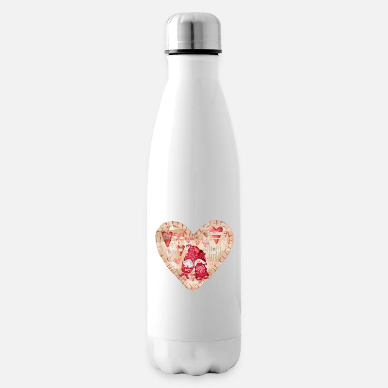 Verliebte Gartenzwerge Herz Design - Isolierflasche - Weiß