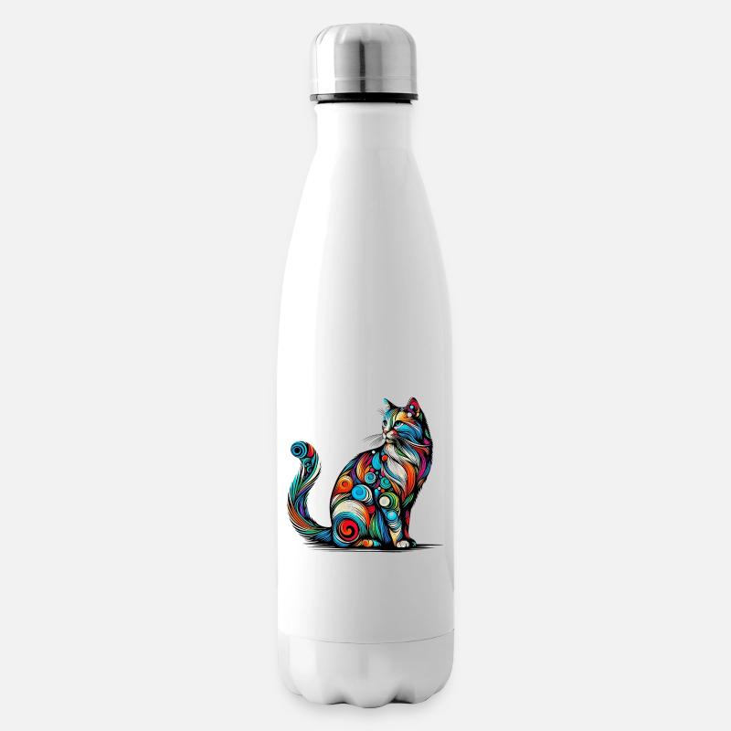 Katze - Isolierflasche - Weiß
