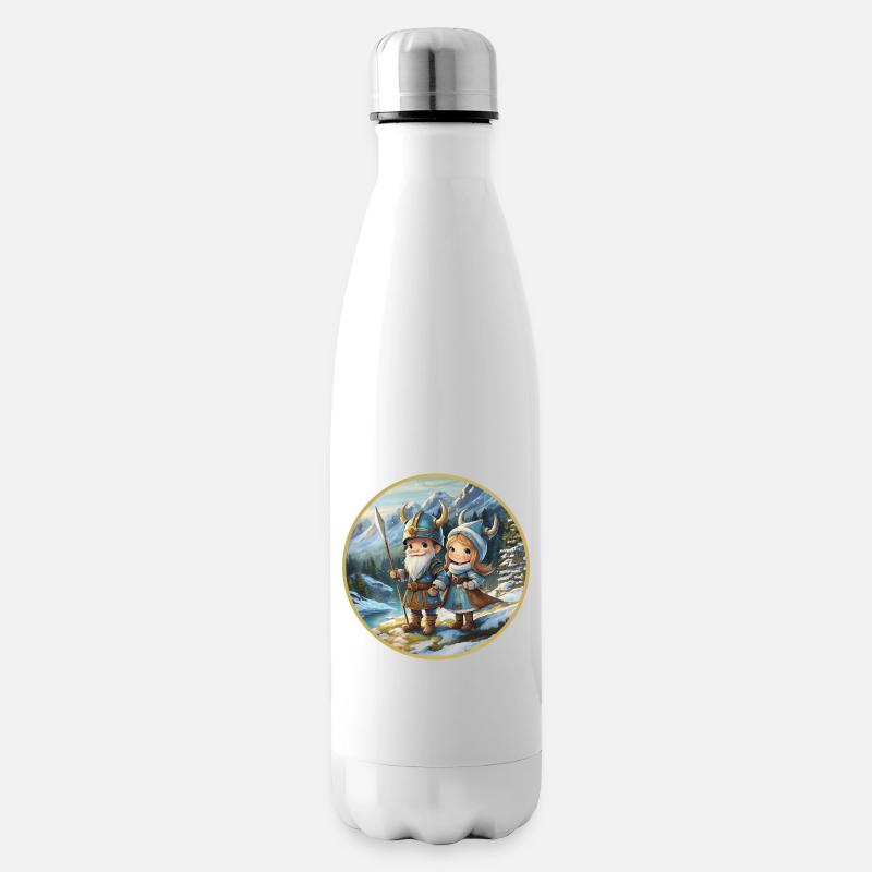 Wikingerjunge und -mädchen - Isolierflasche - Weiß