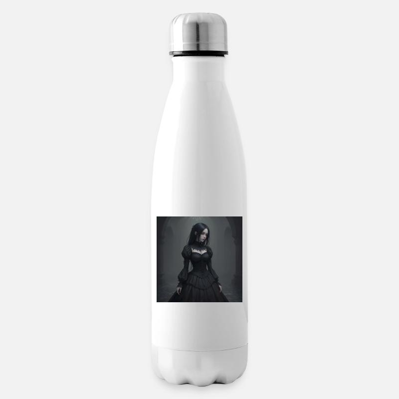 Gothic Viktorianisches Schwarzkleid - Isolierflasche - Weiß
