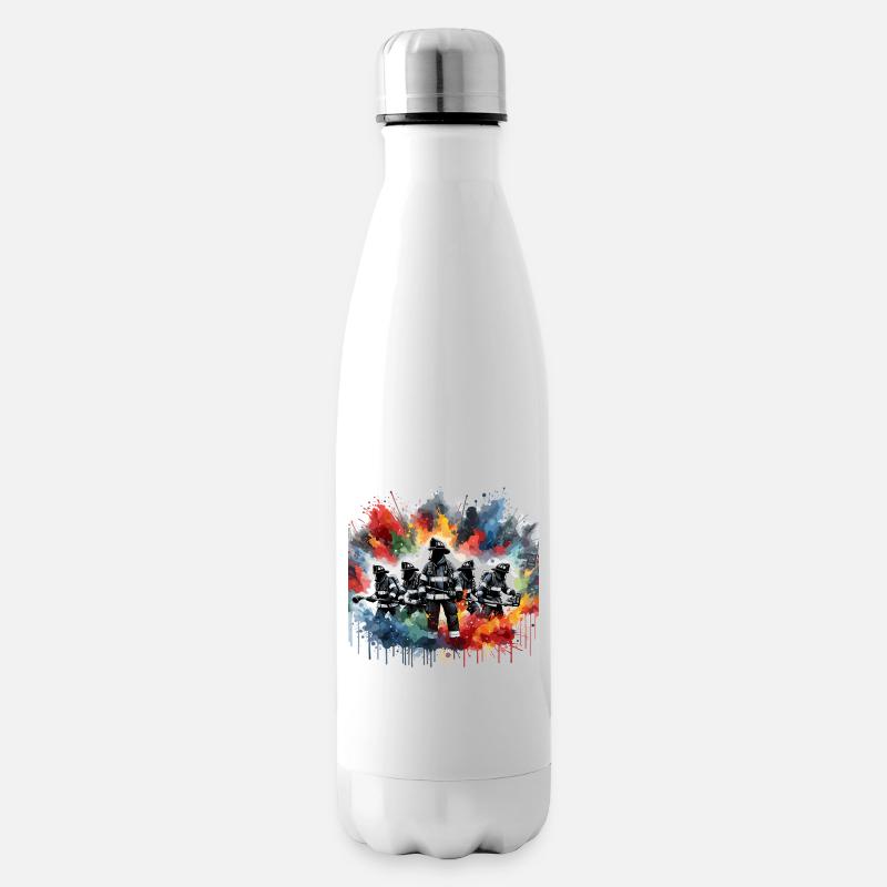 Feuerwehrhelden im Farbschauer - Isolierflasche - Weiß