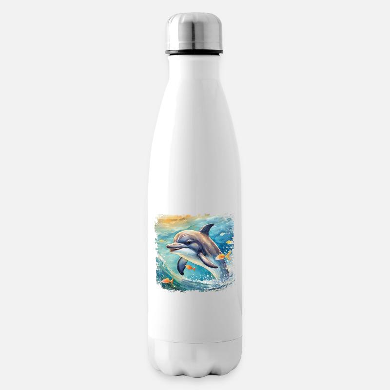 Niedlicher junger Delfin im Kinderbuchstil - Isolierflasche - Weiß