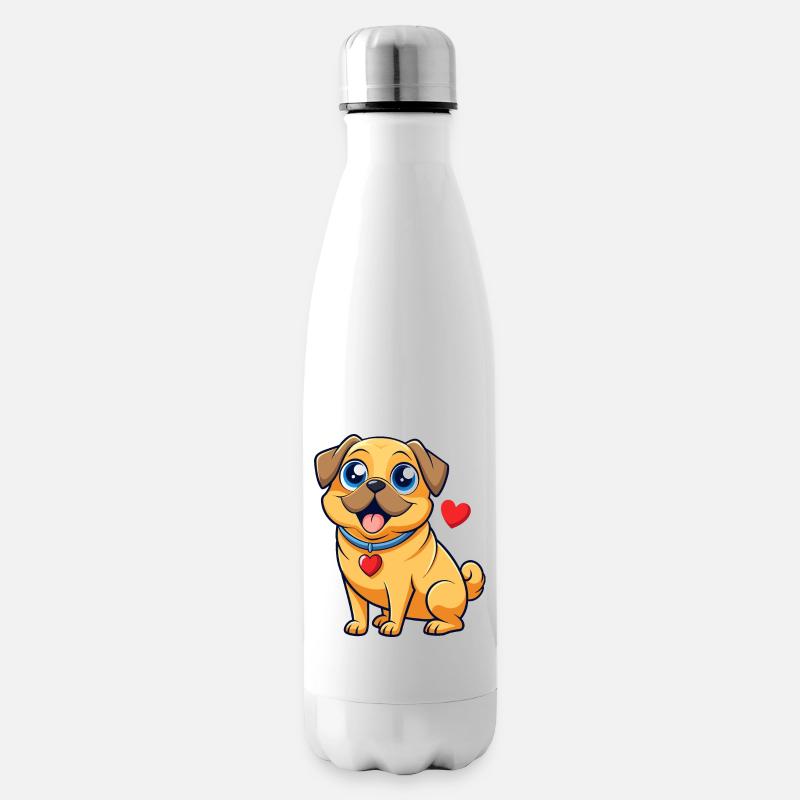 Liebevolle Puggle Digitale Kunst - Isolierflasche - Weiß