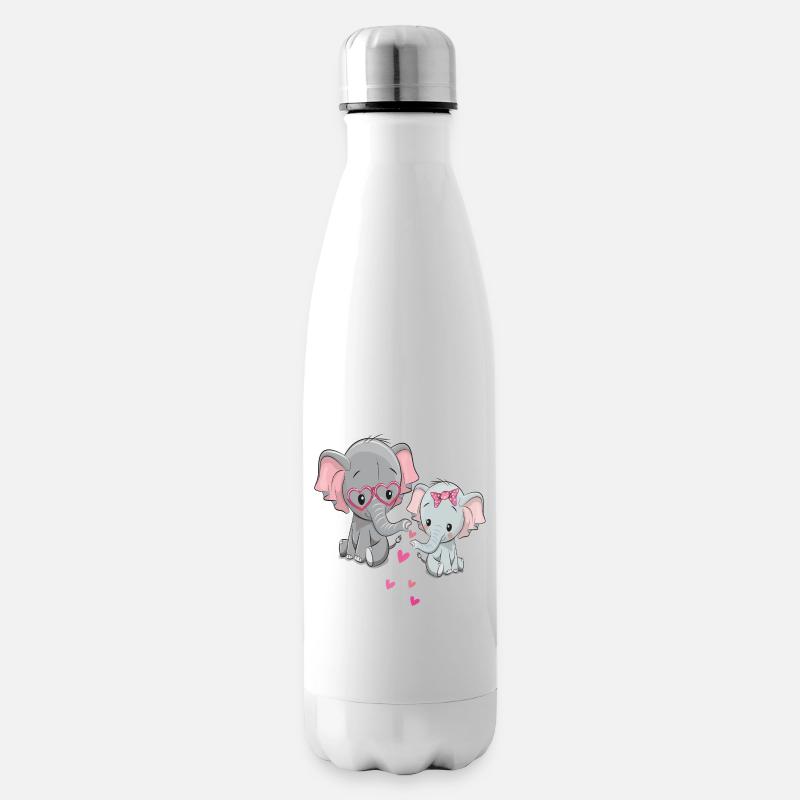 Elefanten in Love - Isolierflasche - Weiß