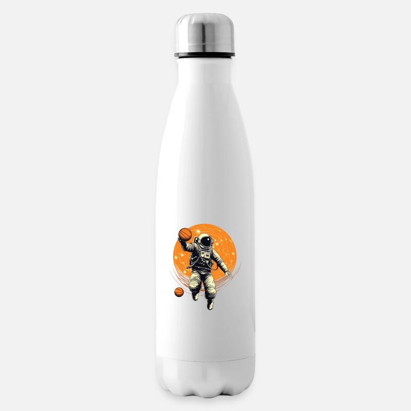 Astronaute, basket-ball dans l’espace, illustration - Bouteille isotherme - blanc