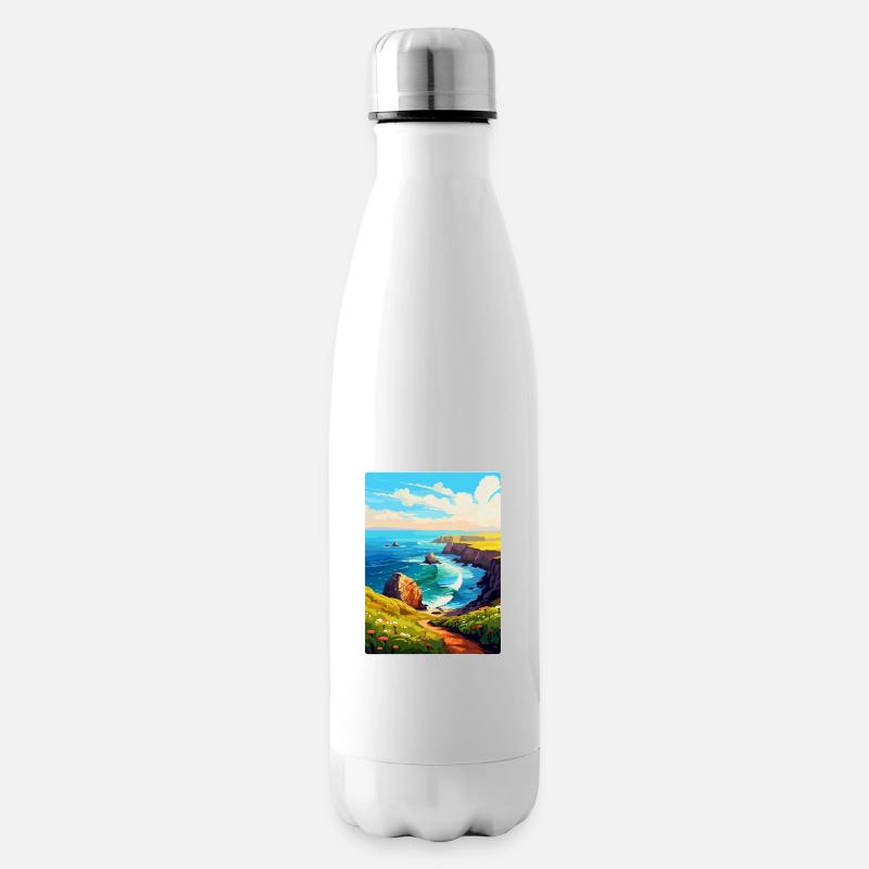 Lands End Cornouailles Angleterre Royaume-Uni Affiche de voyage WPA - Bouteille isotherme - blanc