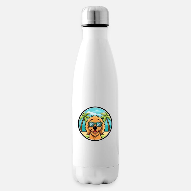 Goldendoodle Hunderasse Cartoon Sonnenbrille Strand - Isolierflasche - Weiß