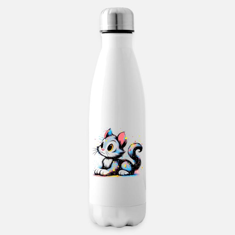 Katze - Isolierflasche - Weiß