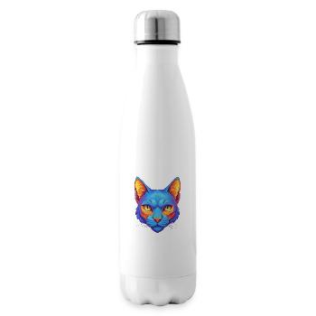 Chat bleu russe, animal de compagnie de dessin animé Kawaii - Bouteille isotherme - blanc - Droite