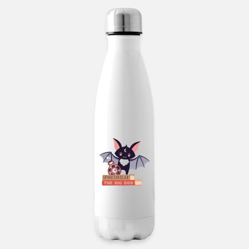 Fledermaus auf Bücherstapel - Isolierflasche - Weiß