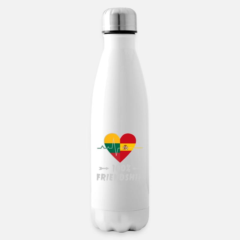 Litauen und Spanien 100% Freundschaft - Isolierflasche - Weiß