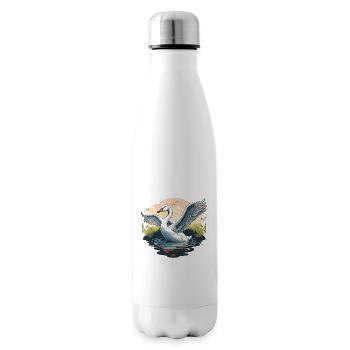 Ruhige Eleganz: Ein majestätischer weißer Schwan gleitet - Isolierflasche - Weiß - Rechts